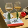 Bicchieri da vino Figura dell'albero di Natale all'interno della tazza Tazza di vetro personalizzata per bere per feste-banchetti 87HA