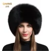 Dames 100% réel fourrure de renard chapeau femmes hiver chaud luxe Ski tête oreille plus chaud cache-oreilles moelleux en peau de mouton chaud neige casquette 201019263c