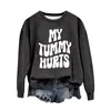 Damen-Kapuzenpullover „My Tummy Hurts“-Sweatshirt, lustiger Sweatsuit für ältere Menschen, Reißverschluss vorne, Yoga-Oberteil, grafisches Damenkleid mit passender Strickjacke