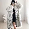 Women's Fur Faux Fur Coat Bobcat Leopard Fur Women's Long Young Lapel Fox Fur Coat T240306