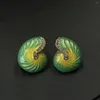 Kolczyki stadninowe Vintage Enamel Drop Glaze Yellow Green Conch z spersonalizowaną modą