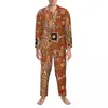 Nachtkleding voor heren Gustav Klimt Herfst Vintage Art Print Casual Losse Oversized Pyjama Set Man Lange mouwen Slaapkamer Design Nachtkleding