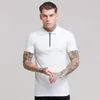 Mens verão sólido polo camisa de manga curta fino ajuste polos moda streetwear topos homens algodão fitness esportes casuais camisas de golfe 240306