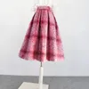 Röcke Dicke Winter Wollmischungen Tweed Ballkleid Rock Frauen Vintage Hohe Taille Prinzessin Party Regenschirm