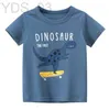 T-shirt T-shirt Dinosauro T-shirt per ragazzi e ragazze vestiti alla moda in cotone per bambini 1-10 Stile Estate Manica corta 240306