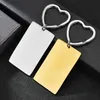 Keychains 100% Stainless Steel Rectangle Key Chain Blank For Engrave Metal Charm Heart Ring Mirror Polished Whole 10pcs223N