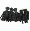 Peruano Tia Funmi Cabelo Humano Com 44 Fecho de Renda Romance Cachos Funmi Cabelo 3 Pacotes Com Fecho 4 Pçs / Lote Cabelo Peruano Com C7594329