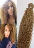 Afro Curly Weave Braziliaanse Human Hair Extensions Aardbei Honing Blond Remy Haarbundels 100 gram per stuk8635497