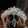 Bridal Tiara Crystal Pearl Wedding Crown Hair Accessories Luxury Bride Princess Diadem Headdress Headband Party Headwear Jewelry 240306