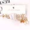Baumelnde Ohrringe 12 teile/satz Vintage Gold Farbe Perle Hoop Für Frauen Mädchen Metall Harz Kreis Geometrische Ohrring Trendy Schmuck Geschenk