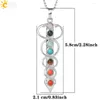 Pendant Necklaces CSJA Stone Beads Necklace Yoga Symbol Inlaid Reiki Energy Healing Point 7 Chakra Charm E039