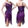 Stage Wear Femmes Paillettes Sexy Robe de danse latine Gland Piece Hall Salsa Samba Tango Costume