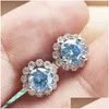 Stud New Trendy Fashion 925 Sterling Sier White Gold Plated 0.5Ct Blue Moissanite Studs Earrings Nice Gift Drop Delivery Jewelry Earr Dhfdl