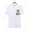 2024 Spring/Summer Moschinoes Women T Shirt Teddy Bear Ręcznie narysowany szkic druk luźne, dopasowanie T-shirt z krótkim rękawem unisex krótkie rękodzie