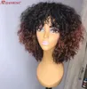 Ombre Brown Lace Front Human Hair Wigs For Women Short Afro Kinky Curl With Bang Brazilian Remy 13x6 Lace Front Wig 1303362035