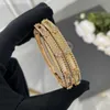 V bangle versão alta fanjia trevo caleidoscópio pulseira feminina edição estreita pulseira de diamante v ouro 18k ouro rosa