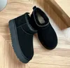 Chaussures décontractées de styliste pour femmes, plateforme australienne en fourrure, chaussures chaudes en cuir véritable, bottines moelleuses à la cheville