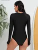 Costume da bagno da donna Costume da bagno integrato stampato floreale a maniche lunghe da donna vintage surf Q240306