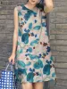 لباس Zanzea bohemian الأزهار المطبوعة فستان الصيف بلا أكمام Oreck Midi Robe Woman Holiday Sundress Femme Beach Vestidos 2023