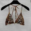 Dwuczęściowe stroje kąpielowe 23ss Dwuczęściowy strój kąpielowy Bikini Swichodweearbikini Tiger Print Koronkowy szyja Biecid Biecid Swim stroje kąpielowe Wysokiej jakości ubrania dla kobiet Q240306