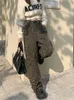 Женские джинсы Джинсы с леопардовым принтом весна осень длинные брюки женские свободные со складками модные женские брюки с высокой талией Корейские женские прямые брюки J240306