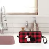 Borse per cosmetici Borsa da toilette personalizzata per cani Scottie Tartan per donne Custodia per kit Dopp per cosmetici Scottish Terrier per donna