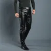 Pantalon en cuir pour homme, legging noir uni, Faux jean décontracté, mode coréenne, Slim Fit, moto, 240315