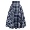 Skirts Women Vintage Pleated Plaid Skirt Autumn Winter High Waist Korean Style Preppy Midi Button Decoration Plus Size