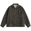 Men's Jackets Men Vintage Leopard Zipper Coat Hip Hop Streetwear Harajuku Jeans Jacket Retro Outwear Male