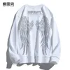 Men's Hoodies Sweatshirts Autumn European and street hip-hop heavy industry hot stamping diamond big wing hoodie for men and womens loose fitting high street couple