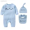 Footies Newborn Infant Baby Romper Clothing Sets With Cap Bib 100% Cotton Romper Onesies Jumpsuits Boy Girl Clothes esskids CXD23010303 240306