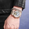 Relógios de pulso moda lua fase oca relógios mecânicos para homens top aço inoxidável esqueleto impermeável turbilhão