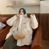 Parkas Winter Jacket Women Bawełniana kurtka wyściełana 2023 Nowa koreańska luźna solidna krótka ciepła streetwearna moda bąbelkowa płaszcz Blue Korean