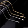 Cadenas 5-7 mm de acero inoxidable cuerda torcida collares de cadena de oro para hombres mujeres hip hop titanio gargantilla gruesa moda fiesta joyería regalo dhelk