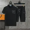 メンズトラックスーツレターサマーファッションスポーツウェア短袖プルオーバージョガーパンツスーツスポーツスーツ