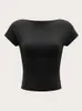 Homens camisetas Mulheres O-pescoço Backless T-shirt Manga Curta Cor Sólida Crop Top Verão Bonito Bebê Tee Y2K Roupas Bodycon Túnicas Moda TankL2402