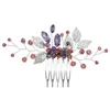Nowy grzebień ślubnych ślubnych liści liści fioletowe kryształowe kryształowe biżuteria do włosów ślub