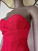 Casual Dresses BEAUKEY Sexy Elegant Red Evening Bandage Dress 2024 Women Summer Strapless Backless Split Bustier Bodycon Lyxury Vestidos