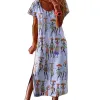 Vestido mulher longa vestido de verão vestidos casuais estilos étnicos estampas digitais maxi vestidos meninas soltas praia túnio de vestido de planta
