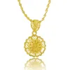 Pendentifs Collier en or jaune 24 carats pour femmes, pendentif en forme de fleur, de fiançailles, de mariage, à la mode, bijoux cadeaux, vente en gros