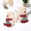 1Pairs Childrens Fingers in Winter Cute Cartoon with Hanging Neck Boys and Girls Plush Thick Warm Gloves 240226