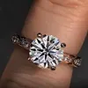 Cluster Rings Solid 18K Rose Gold Women Wedding Party Anniversary Engagement Ring 1 2 3 4 5 Round Moissanite Diamond Luxury