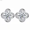 Ohrstecker, koreanisches Kleeblatt, Designer-Ohrstecker für Damen und Mädchen, glänzender Diamant, Bling-Kristall, Liebesgeometrie, Charm-Ohrring, Ohrringe, Schmuck 240306