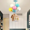 Plafonniers créatifs en bois maison ballon volant lumière pour garçon et fille dessin animé chambre maternelle chambre luminaires