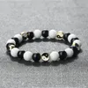 Bracelet en pierre de porcelaine blanche et Onyx noir, brin à la mode pour femmes et hommes, Tai Chi Yin Yang amoureux, bijoux de Yoga, cadeau