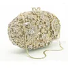 Sacos de noite Bolsa de embreagem de cristal de luxo Golden Diamante Diamante Senhoras Pochette Glitter Bolsa para Mulheres Presente de Natal