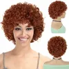 Perruques de cheveux synthétiques Ice Spice perruque rebondissante courte Afro crépus bouclés pour femmes Orange brun moelleux Halloween Costume Cosplay 240306