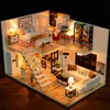 Arkitektur/DIY House DIY Dollhouse Miniature Doll House With Furniture Kit Trähus Miniaturas Toys For Children New Year Christmas Gift