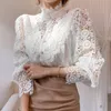 Vintage White Lace Blouse Shirts Women Korean Button Loose Shirt Tops Female Hollow Casual Ladies Blouses Blusas 12419 240229