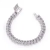 10mm Wide Cuban Chain Bracelet with S925 Silver Moissanite Diamond Stone Round White Vvs d Class Grade Fine Jewelry